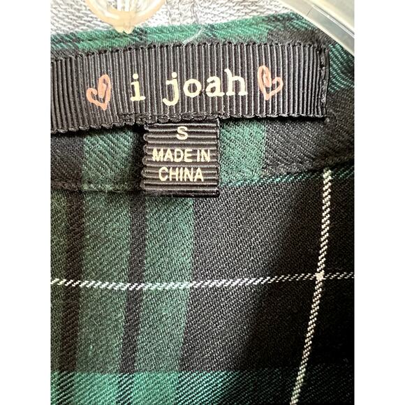 I Joah green/black plaid button down long sleeve hoodie shirt, Women's S - Picture 3 of 5